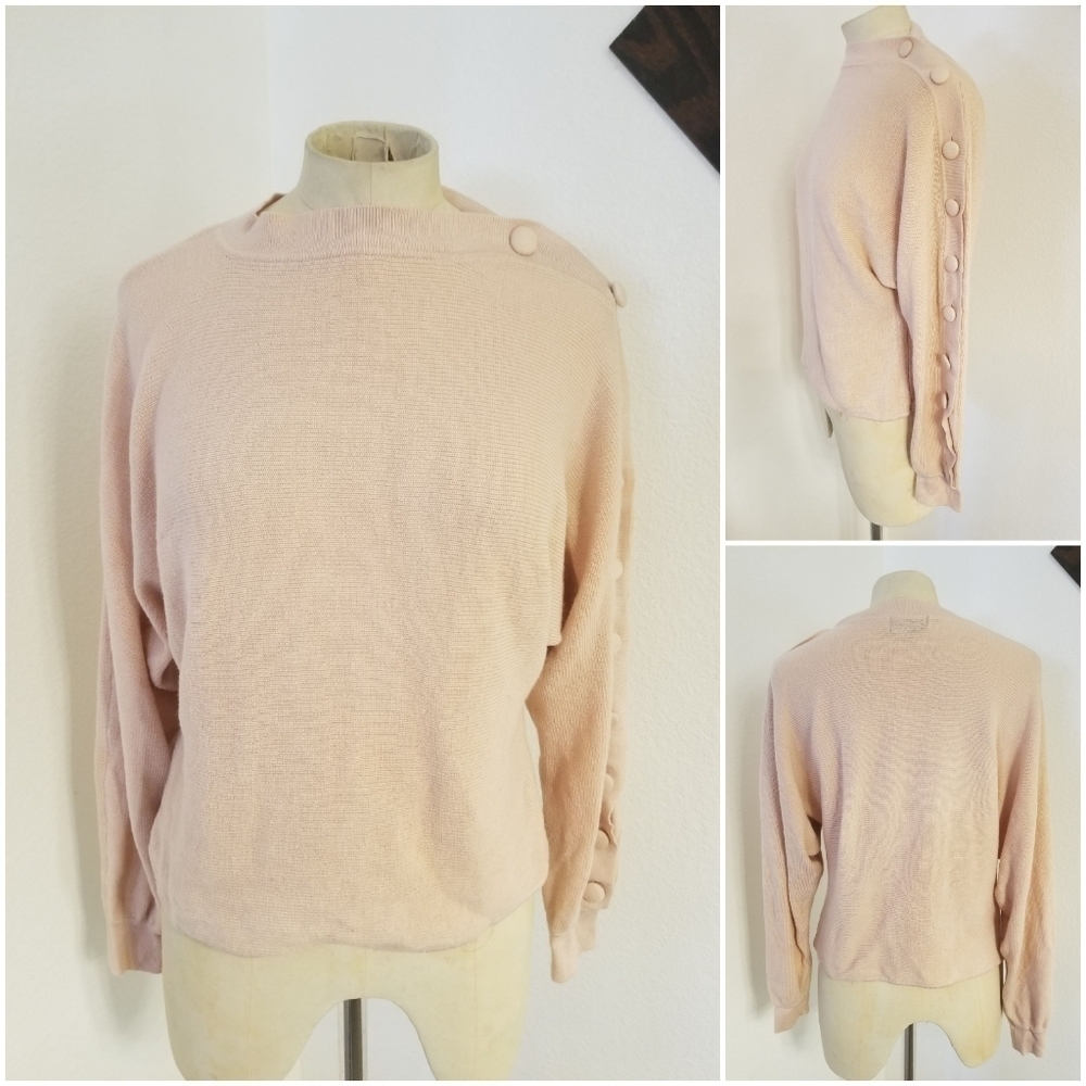 Majorelle Sz XS Sweater Top Button Sleeves Details Peach